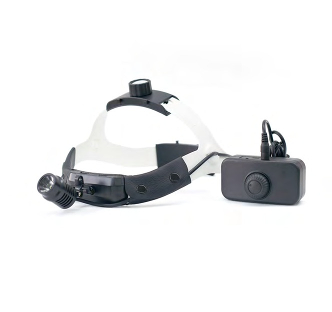 Lampe frontale médicale avec son boîtier de commande